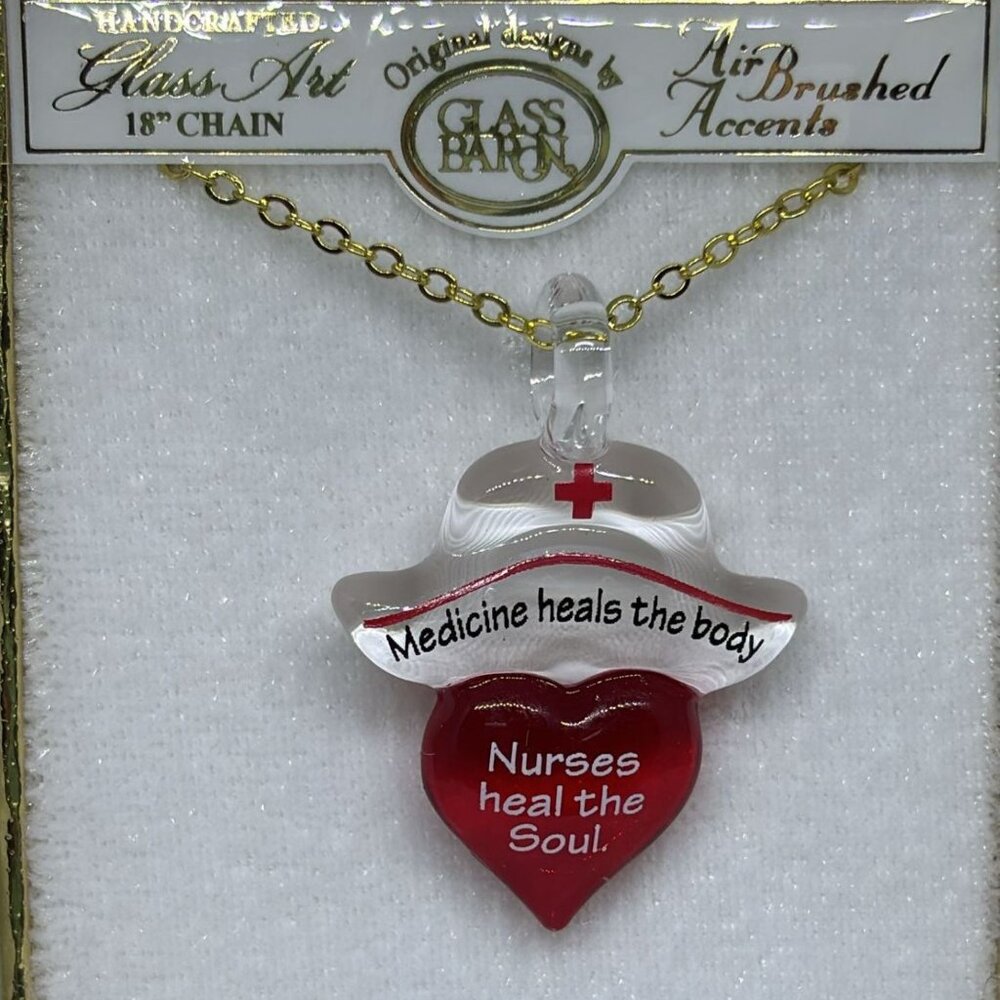 Nurse Heart Necklace Gold Tone Medical Appreciation Gift Jewelry